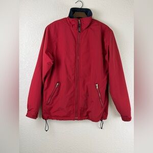 L.L. Bean Fleece Lined Windbreaker Jacket Red Full Zip Outdoor Coat Women Size S